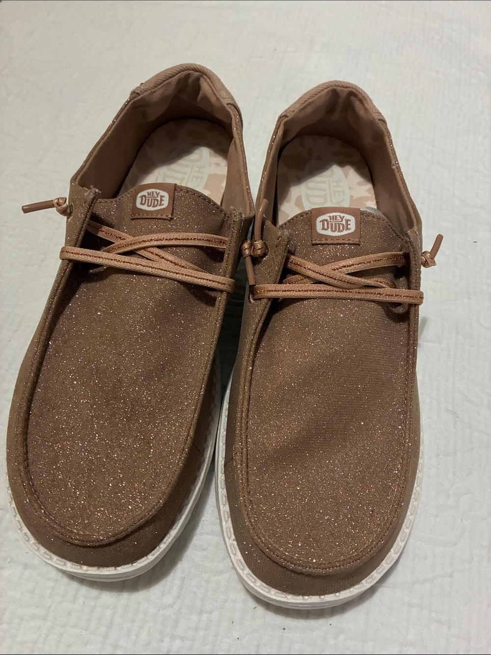 Hey Dude Brown Glitter Wendy stretch Shoes